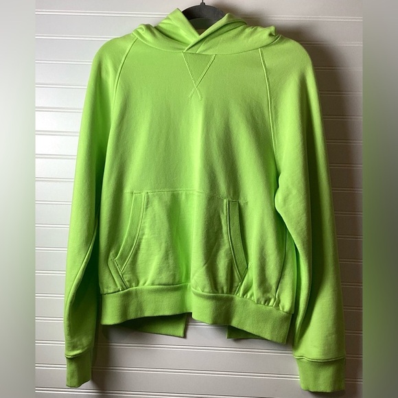 Athleta Moonrise Neon Green Open Back Pullover Hoodie Sweatshirt M - Picture 3 of 9